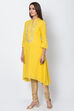 Yellow Cotton And Viscose A-Line Solid Kurta image number 3