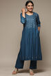 Blue Rayon Straight Kurta Pant Suit Set image number 6