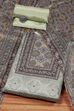 Grey Poly Crepe Digital Print Unstitched Suit Set image number 0