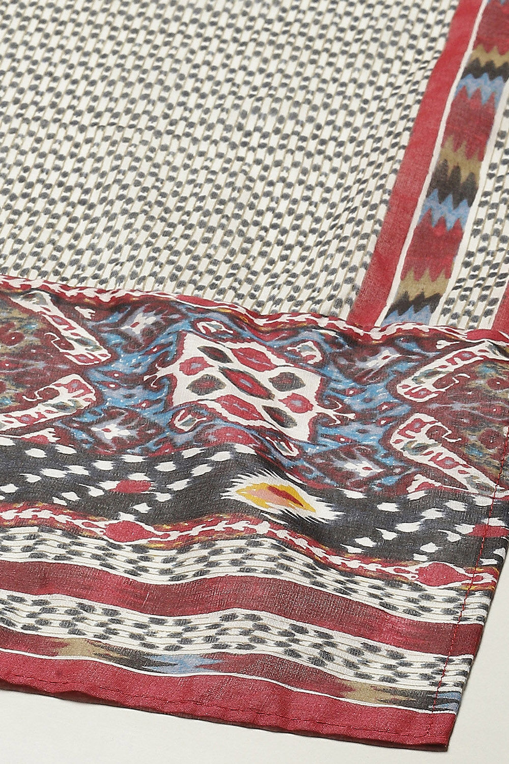 Maroon Cotton Printed Gathered Flared Suit Set image number 3