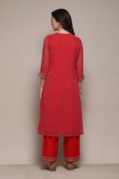 Red Viscose Straight Suit set image number 5