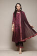 Wine Viscose Gathered Kurta Palazzo Suit Set image number 7