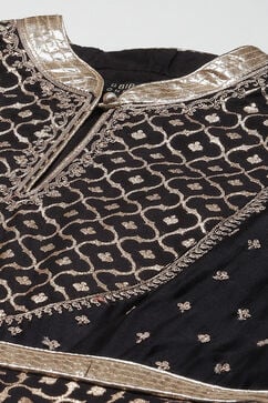 Rohit Bal Black Cotton Silk Anarkali Yarndyed Suit Set image number 1