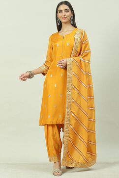 Mustard Viscose Straight Kurta Salwar Suit Set image number 7