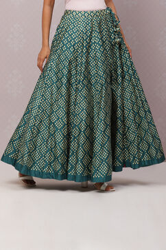 Teal Flared Cotton Skirts image number 4