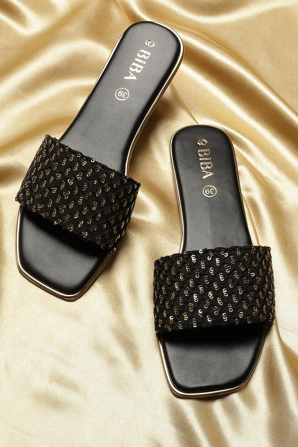 Black sequin outlet slides