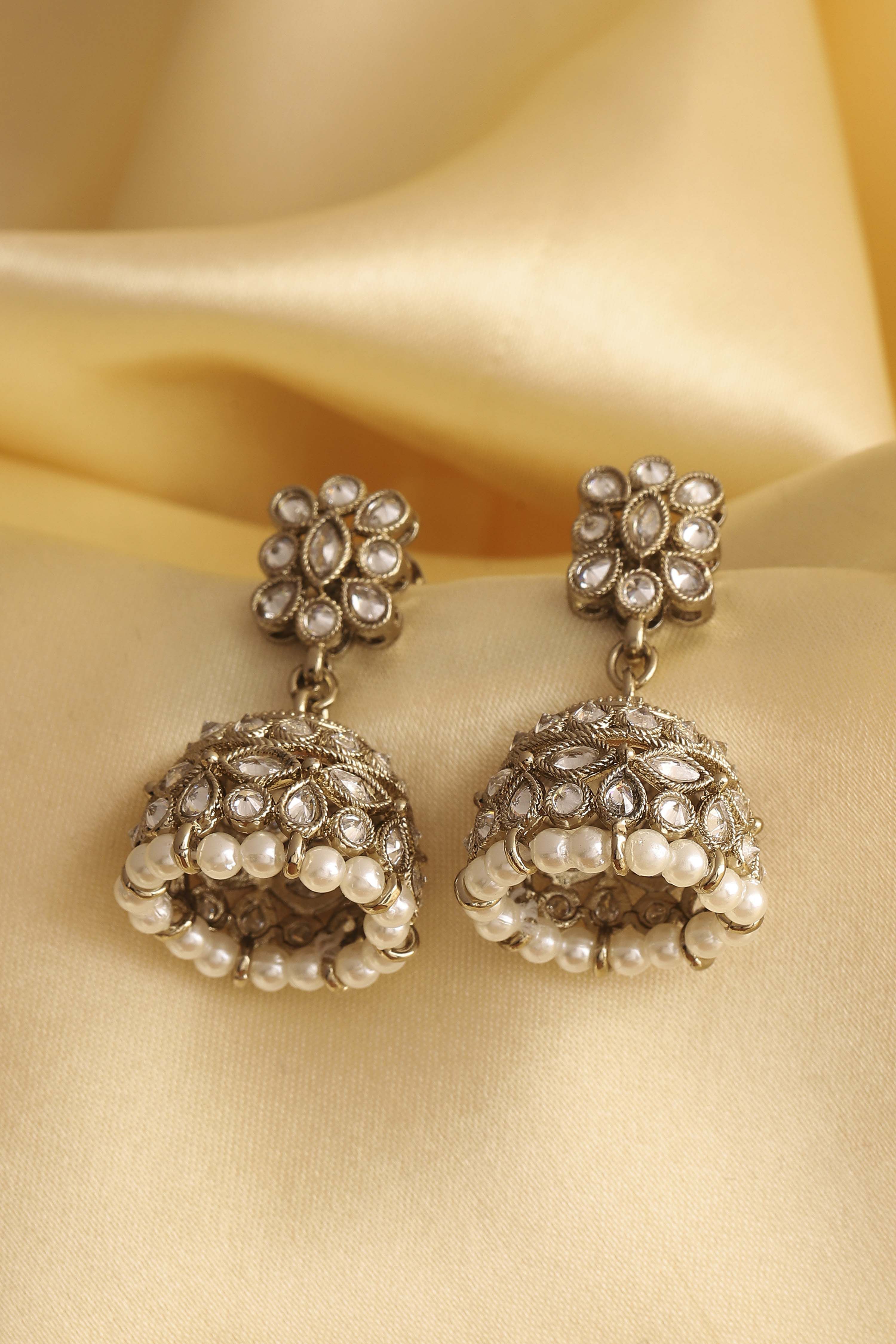 White Alloy Jhumka image number 0