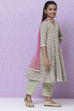 Pista Green Cotton Girls Flared Straight Kurta Palazzo Suit Set image number 6