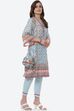 Sky Blue Straight Kurta Slim Pant Suit Set image number 6