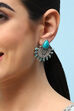 Oxidised Turquoise Brass Earrings image number 1