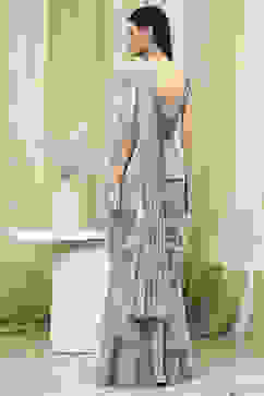 Ice Blue Peplum Pre-Draped Saree image number 4