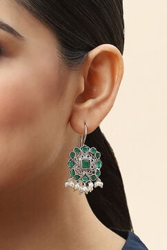 Green 925 Sterling Silver Earrings image number 1