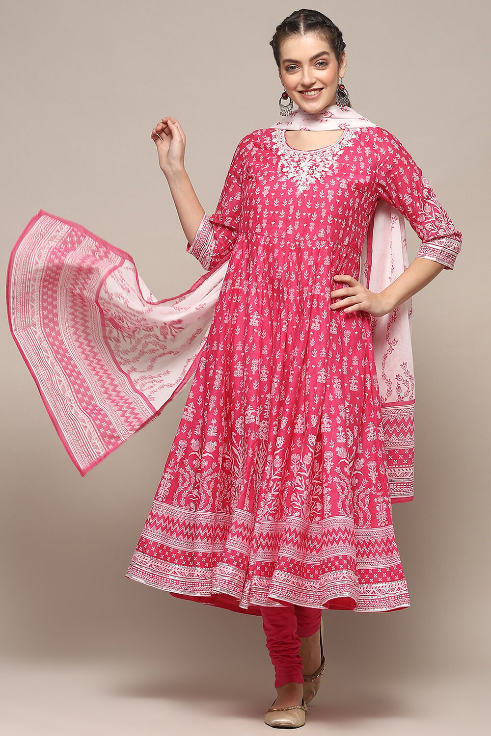 Blue Cotton A-Line Suit Set image number 0