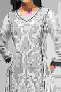 Natural White Chanderi Embroidered Straight Suit Set image number 1