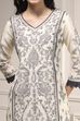 Natural White Chanderi Straight Dyed Suit Set image number 1