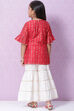 Red Art Silk Straight Kurta Sharara Suit Set