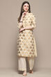 Off White Polyester Straight Kurta image number 0