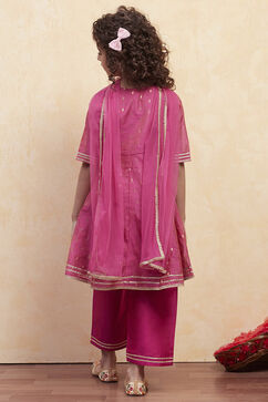 Pink Polyester Anarkali Suit Set image number 4