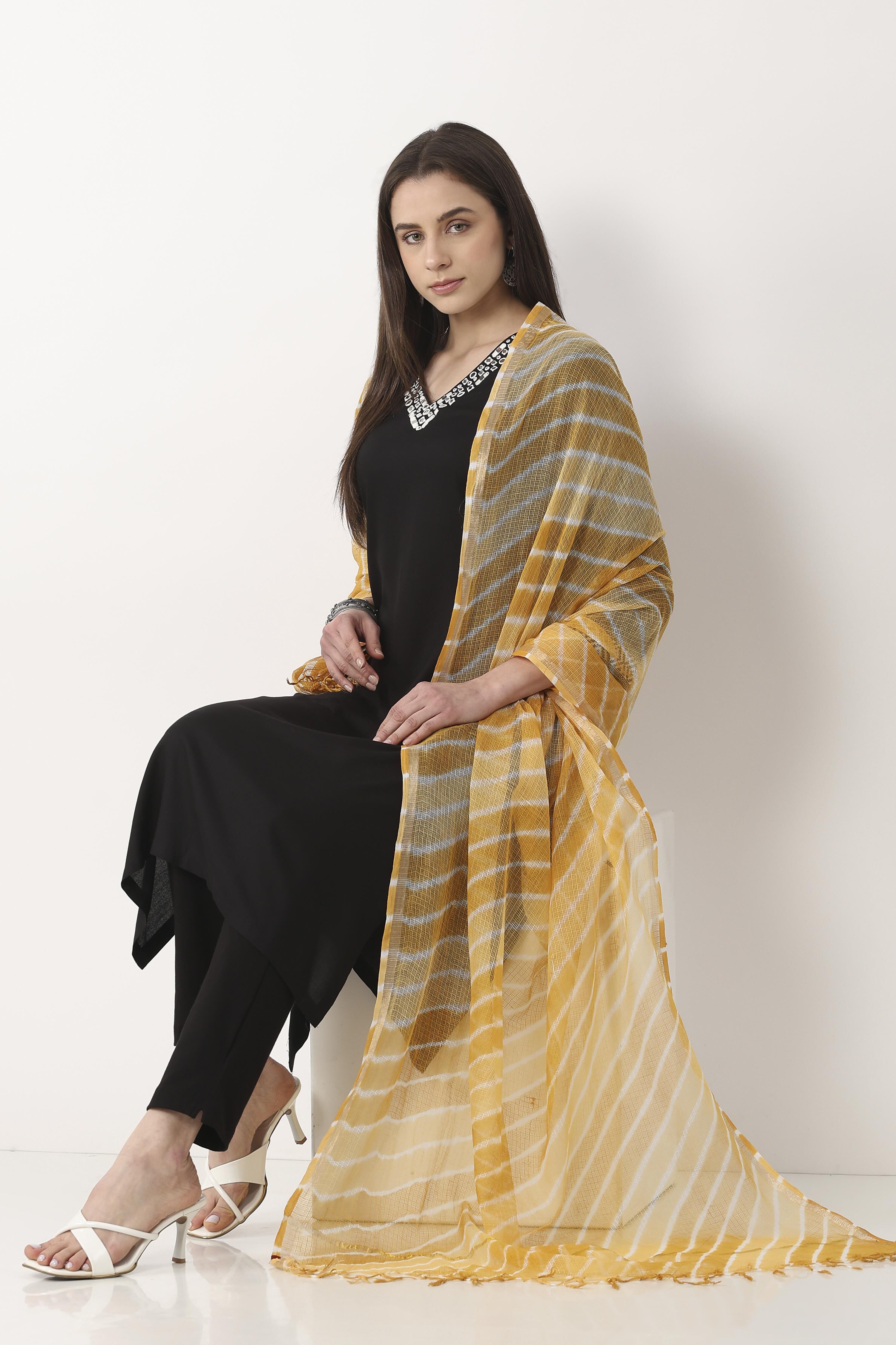 Yellow Cotton Dupatta image number 0