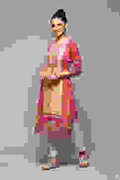 Deep Fuchsia LIVA Straight Printed Kurta image number 3