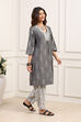 Grey Cotton Straight Suit Set image number 5