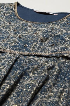 Blue Poly Viscose Anarkali Kurta Palazzo Suit Set image number 1