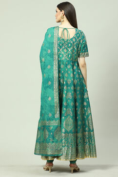 Green Anarkali Kurta Churidar Suit Set image number 4