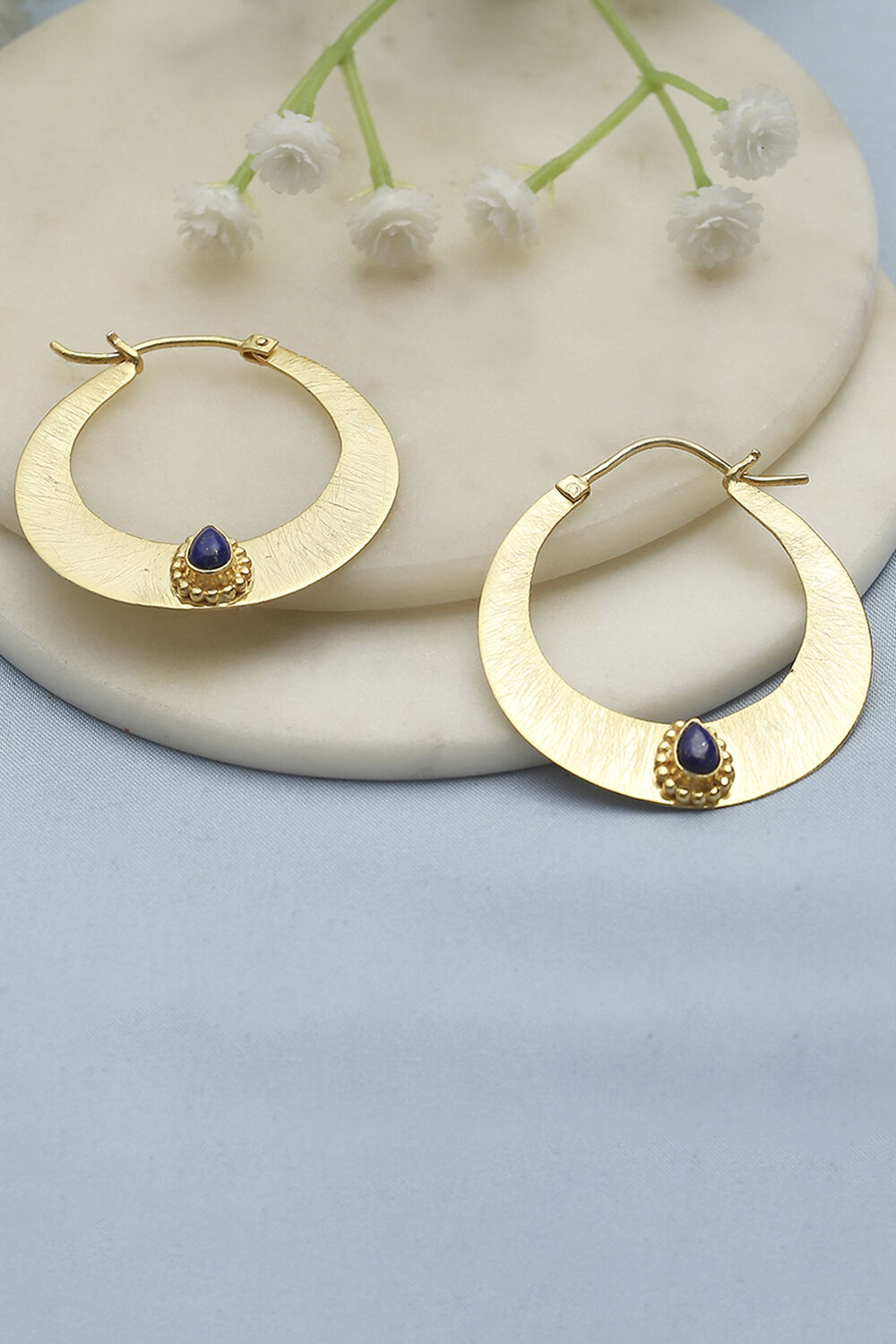 Blue Brass Hoops image number 0