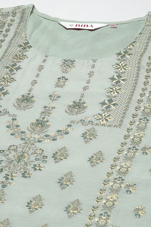Mint Green Art Silk Straight Kurta Palazzo Suit Set image number 1
