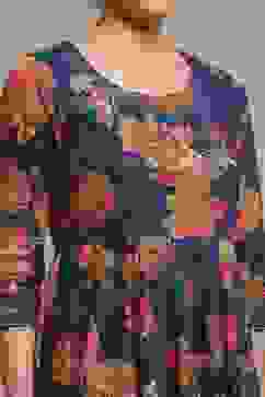 Navy Cotton Anarkali Printed Suit Set image number 1