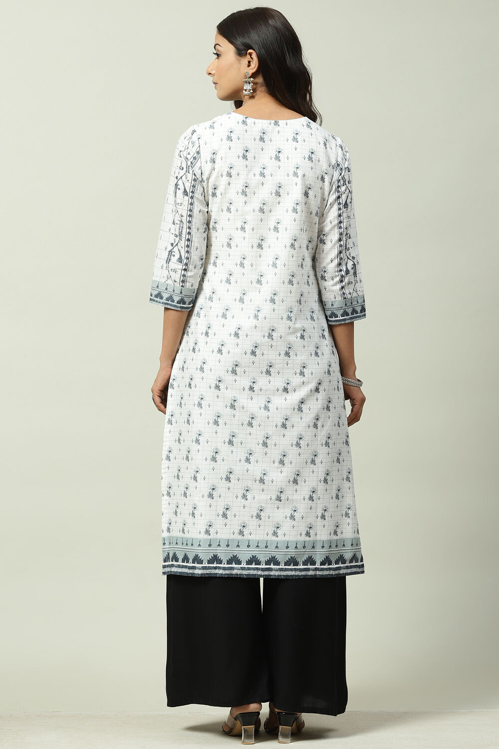 White Cotton Straight Kurta image number 4