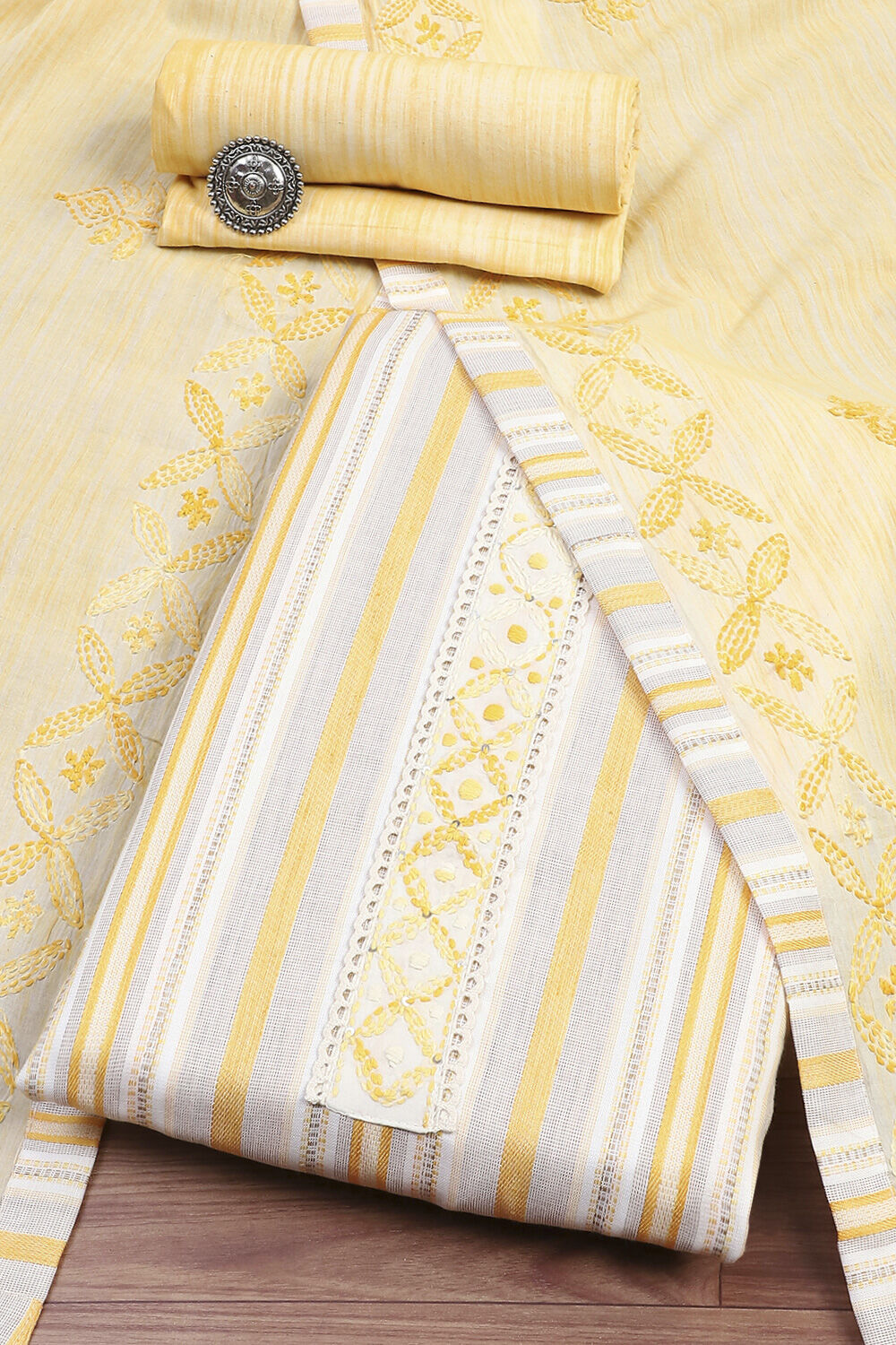 Orange Cotton Unstitched Suit Set image number 0