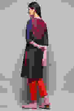 Blue Cotton Straight Printed Kurta image number 3