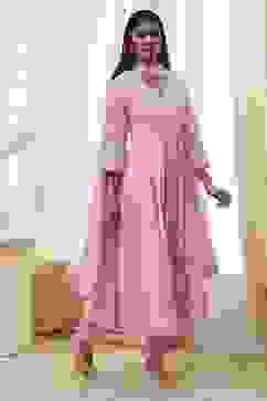 Pink Cotton Anarkali Suit Set image number 5