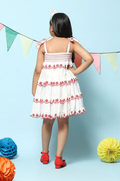 White Cotton Tiered Dress image number 4