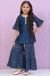 Blue Art Silk Straight Kurta Set