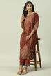 Brown Rayon Straight Printed Kurta image number 5