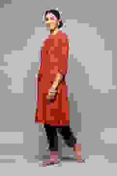 Maroon Cotton Flared 3 Piece Set image number 3