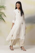 Off White Flared Cotton Kurta image number 4