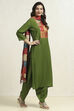 Black Chanderi Jaipuri Work Unstitched Suit Set image number 6
