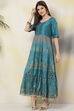 Fuchsia Anarkali Art Silk Printed Kurta image number 3