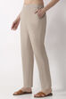 Off White Cotton Narrow Pants image number 2