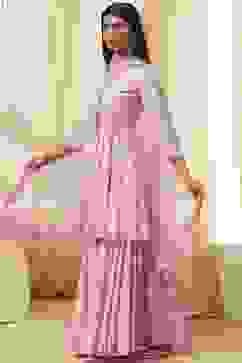 Pink Cotton Metallic Polka Dots Flared Suit Set image number 3