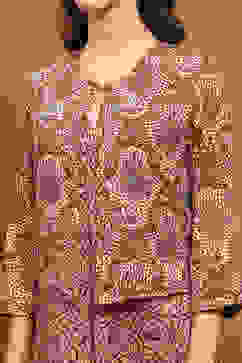 Beige Block-Printed Straight Jumpsuit image number 1