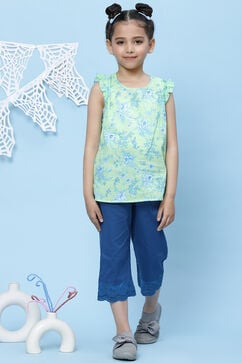 Apple Green Cotton Printed Top image number 5