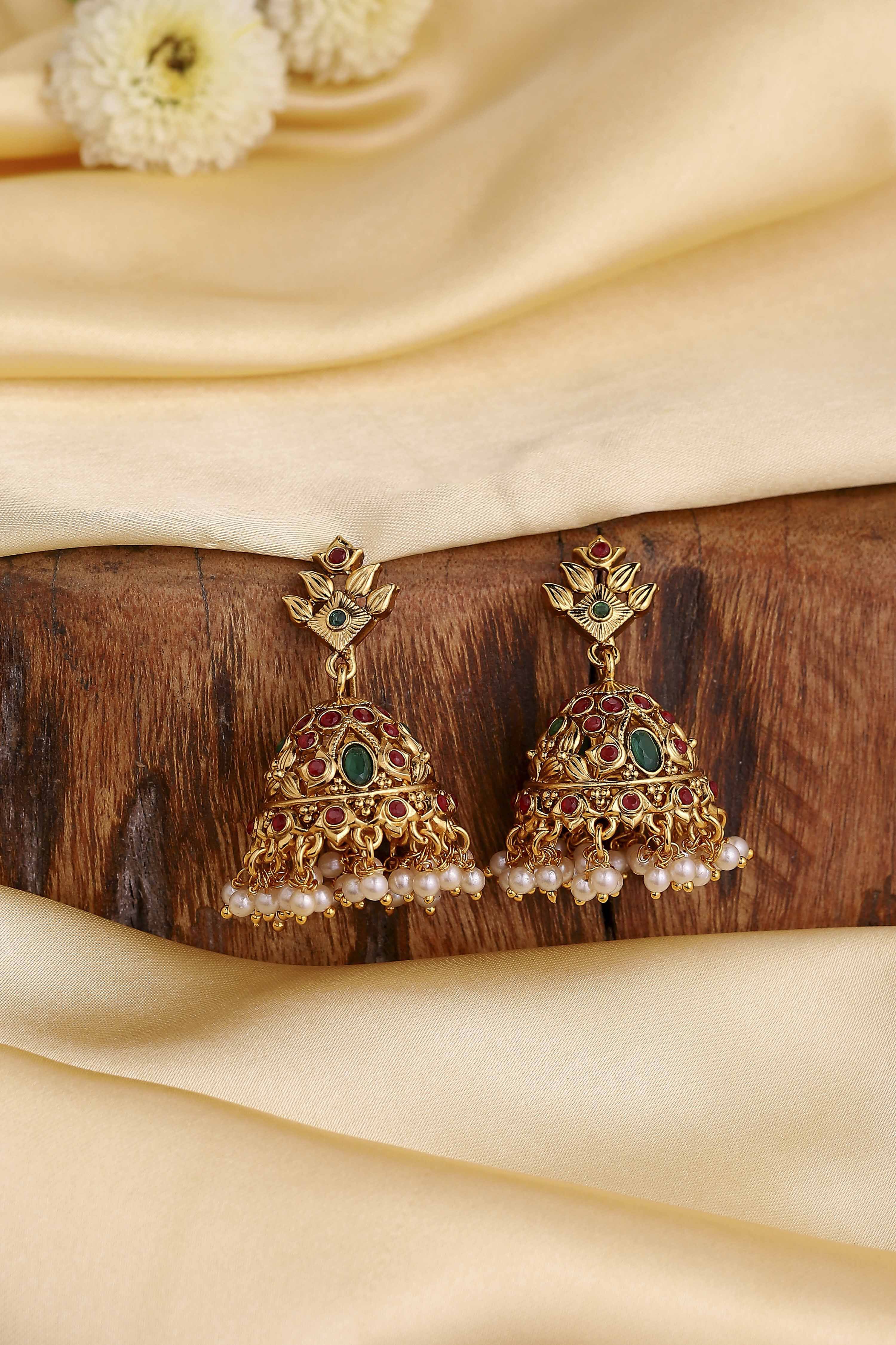 Multicolor Brass Jhumkas image number 0