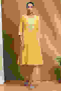 Yellow Printed Kalidar Suit Set image number 6