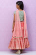 Green And Peach Straight Art Silk Girls Lehenga Set image number 4