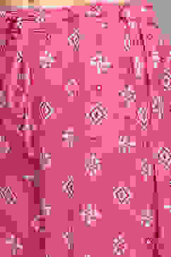 Fuchsia LIVA Straight Printed 2 Piece Set image number 2