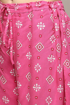 Fuchsia LIVA Straight Printed 2 Piece Set image number 2